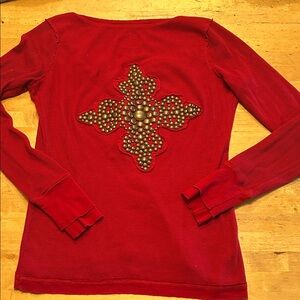 Y2K vintage Twisted Heart thermal Henley top